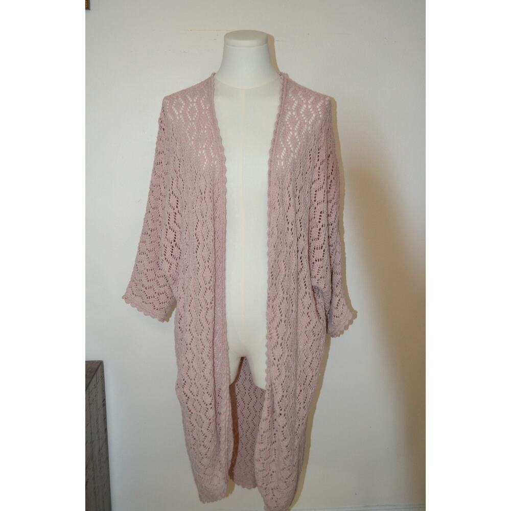 Feminine Boho Festival Knit Quarter Sleeve Summer Cardigan Kimono Size S